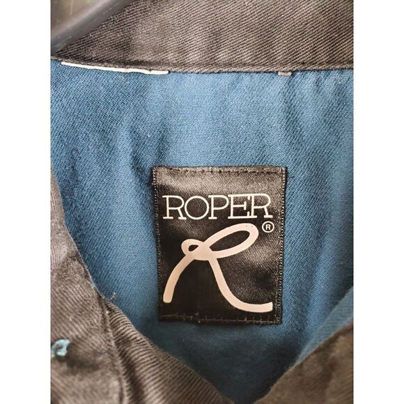 Vtg Roper Aztec Polo Pullover Shirt LS Mens XL Teal Blue Western Rodeo Boxy - Picture 6 of 9